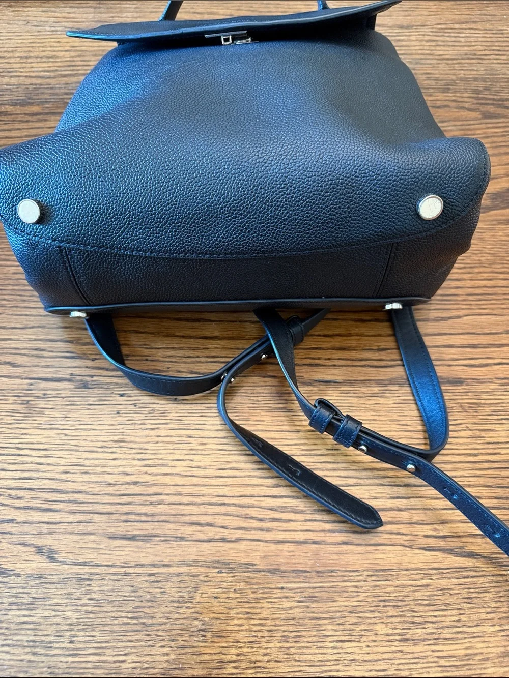Kate Spade Leila Medium Flap Backpack Black Pebbled Leather WKR00327